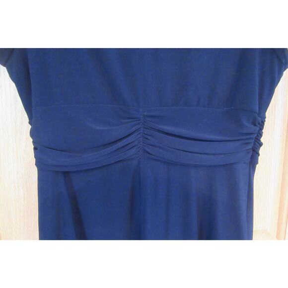 R & M Richards Pants Suit Navy Blue Short Sleeve Rusche'd Embellished Womens 12P - Picture 8 of 14